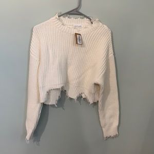 Cropped destroyed hem sweater